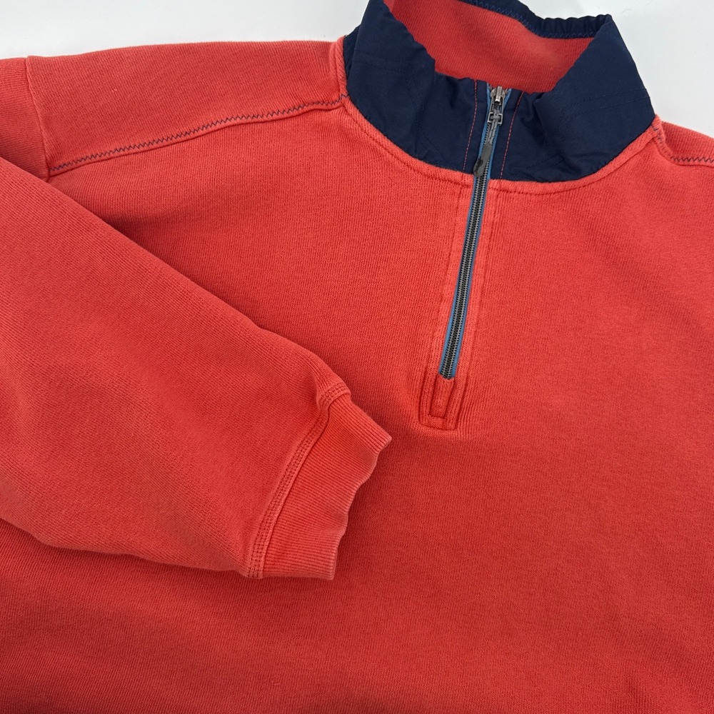Tommy Bahama Men's XXL Orange 1/4 Zip Pullover Sweatshirt Cotton Blend Oversized